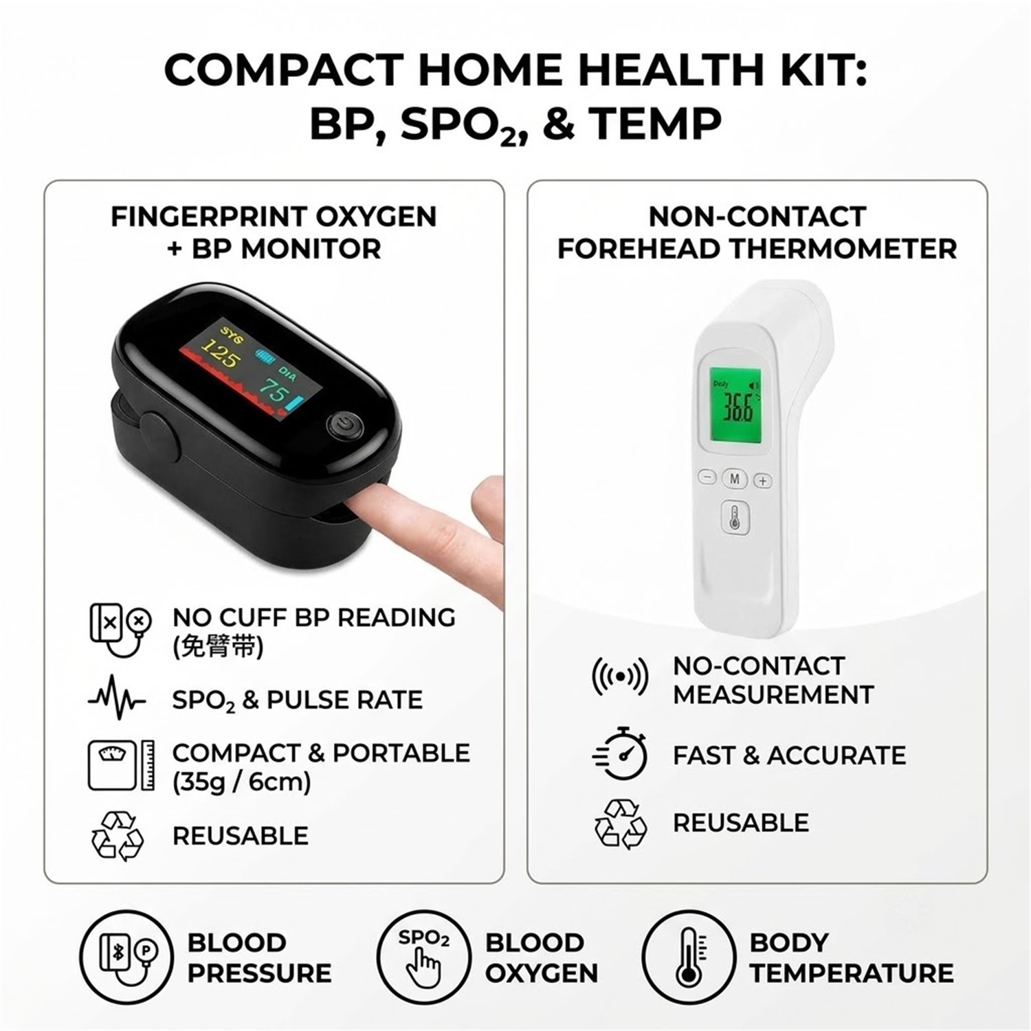 Pulse Oximeter - Thermomètre infrarouge pour le corps, thermomètre