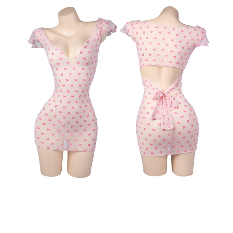 Bandage - Robe transparente en Tulle rose pour