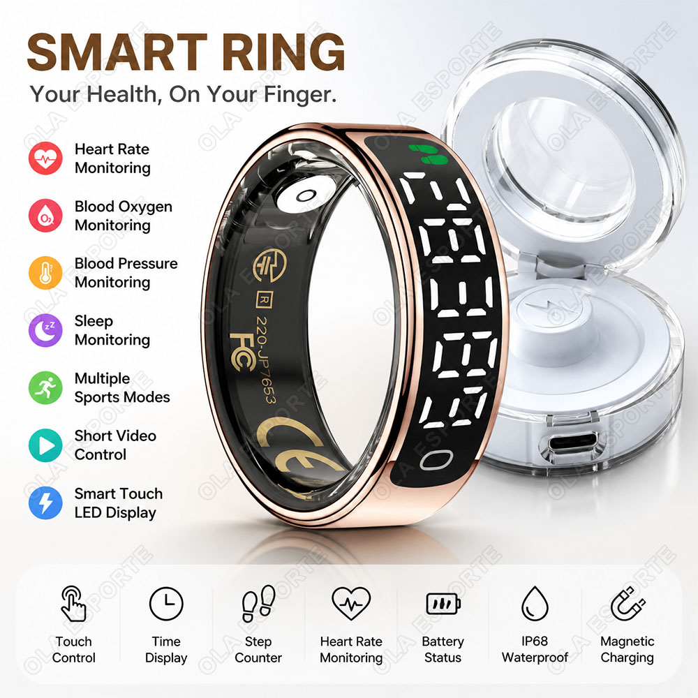 Blood Pressure Monitor - Bague Intelligente avec Boîtier de Charge,